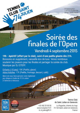 Affiche pour le repas de clôture du tournois: le bleu du club
